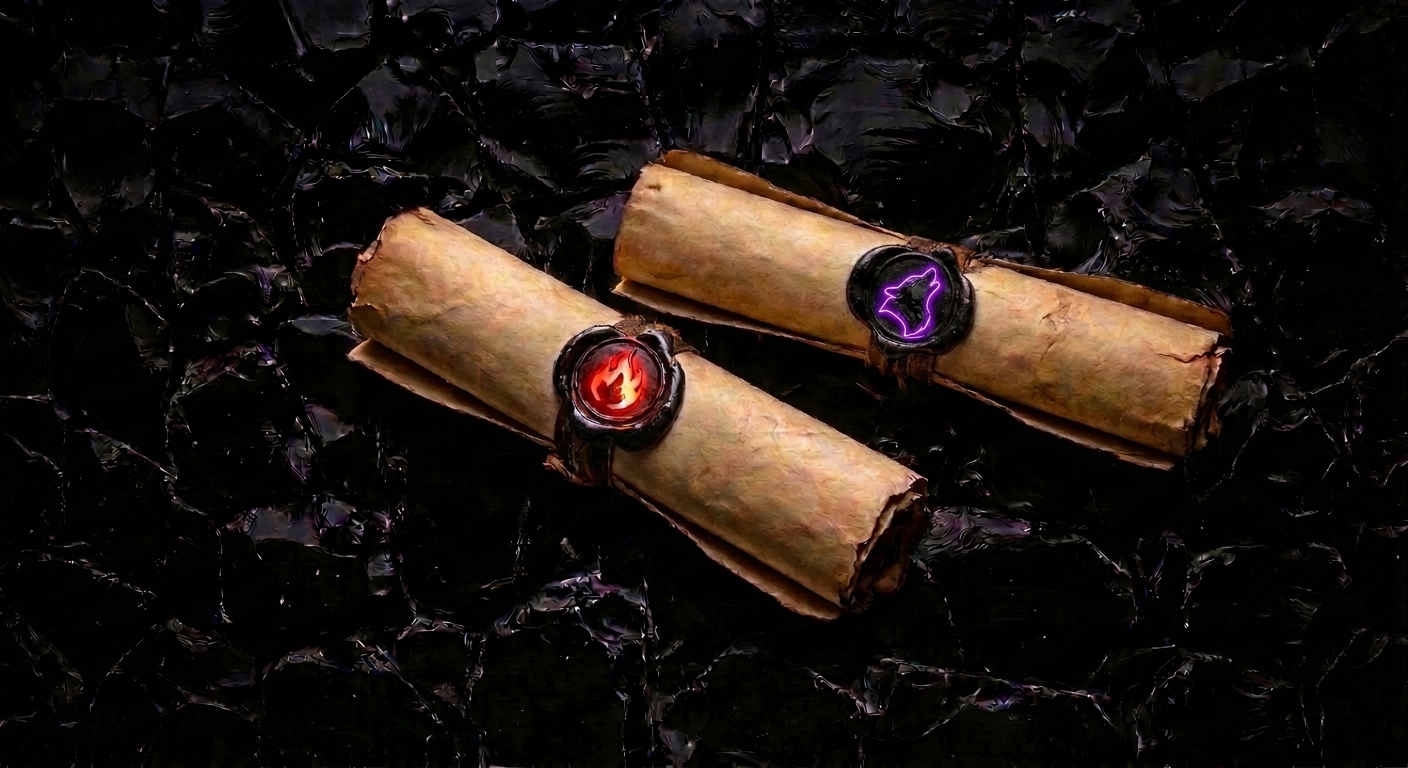 two-rolled-scrolls-on-black-stone-surface